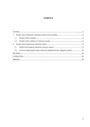 KREDITO RIZIKOS BANKINIAME SEKTORIUJE ANALIZĖ. Paveikslėlis 2