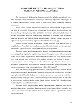 LIETUVOS FINANSŲ SISTEMA DABARTINĖ BŪKLĖ IR PLĖTROS GALIMYBĖS. Paveikslėlis 10