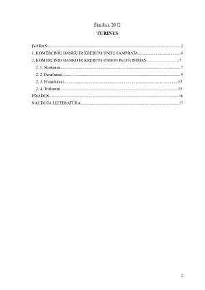LIETUVOS KOMERCINIO BANKO IR KREDITO UNIJOS SKIRTUMŲ VERTINIMAS. Paveikslėlis 2