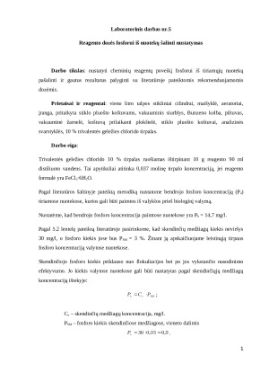 Reagento dozės fosforui iš nuotekų šalinti nustatymas