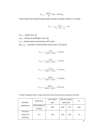 Reagento dozės fosforui iš nuotekų šalinti nustatymas. Paveikslėlis 4