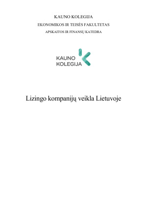 Lizingo kompanijų veikla Lietuvoje