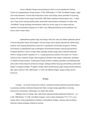 Lizingo plėtros Lietuvoje analizė. Paveikslėlis 4