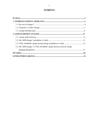 Lizingo rinkos ir plėtros Lietuvoje analizė