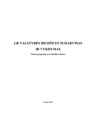 LR VALSTYBĖS BIUDŽETO SUDARYMAS IR VYKDYMAS
