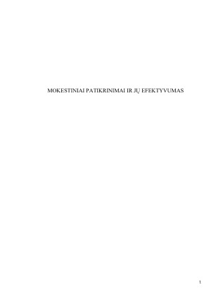 MOKESTINIAI PATIKRINIMAI IR JŲ EFEKTYVUMAS. Paveikslėlis 1