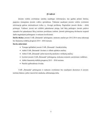 N įmonės pelningumo nuostolingumo analizė ir prognozavimas. Paveikslėlis 3