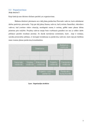 Produkto (prekės – paslaugos) darymo valdymo praktika organizacijoje. Paveikslėlis 5