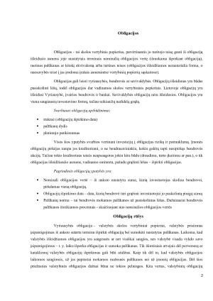 OBLIGACIJŲ KAINA, VERTĖ IR PELNINGUMAS. Paveikslėlis 2