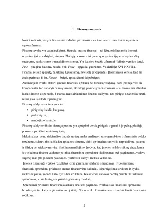 Pagrindiniai įmonių finansiniai rodikliai ir jų reikšmė finansinei analizei. Paveikslėlis 2