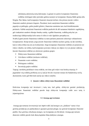 Pagrindiniai įmonių finansiniai rodikliai ir jų reikšmė finansinei analizei. Paveikslėlis 4