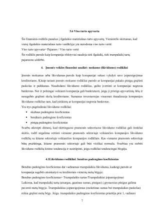 Pagrindiniai įmonių finansiniai rodikliai ir jų reikšmė finansinei analizei. Paveikslėlis 7