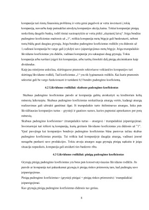 Pagrindiniai įmonių finansiniai rodikliai ir jų reikšmė finansinei analizei. Paveikslėlis 8