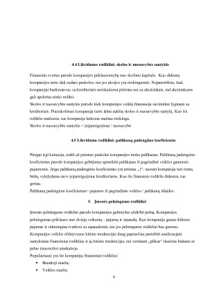 Pagrindiniai įmonių finansiniai rodikliai ir jų reikšmė finansinei analizei. Paveikslėlis 9