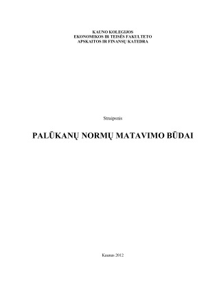 PALŪKANŲ NORMŲ MATAVIMO BŪDAI