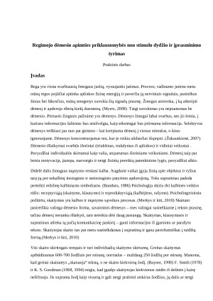 Regimojo dėmesio apimties priklausomybės nuo stimulo dydžio ir įprasminimo tyrimas