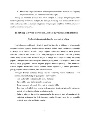 Pensijų fondų valdymo įmonių investavimo krypčių palyginimas. Paveikslėlis 8