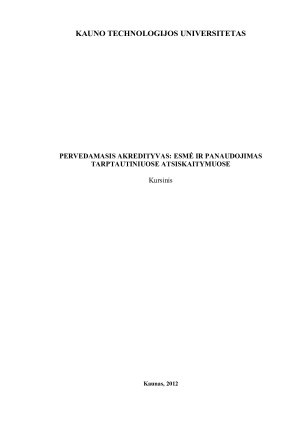 PERVEDAMASIS AKREDITYVAS ESMĖ IR PANAUDOJIMAS TARPTAUTINIUOSE ATSISKAITYMUOSE