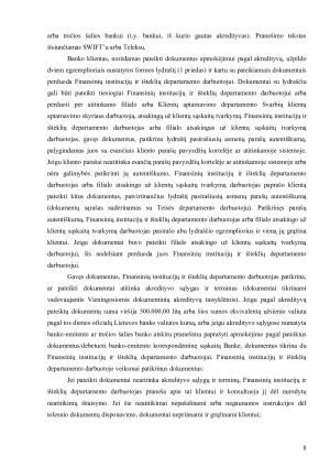 PERVEDAMASIS AKREDITYVAS ESMĖ IR PANAUDOJIMAS TARPTAUTINIUOSE ATSISKAITYMUOSE. Paveikslėlis 8