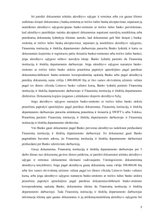 PERVEDAMASIS AKREDITYVAS ESMĖ IR PANAUDOJIMAS TARPTAUTINIUOSE ATSISKAITYMUOSE. Paveikslėlis 9