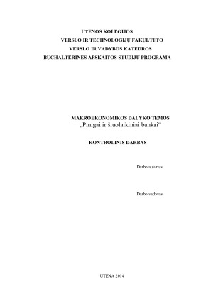 Pinigai ir šiuolaikiniai bankai