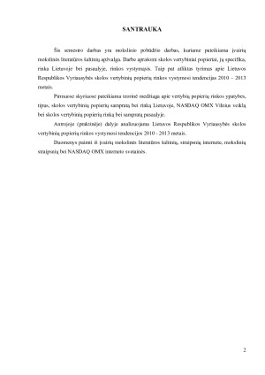 SKOLOS VERTYBINIŲ POPIERIŲ RINKA LIETUVOJE IR PASAULYJE, JOS VYSTYMASIS. Paveikslėlis 2