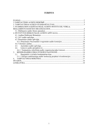 Tarptautinė audito patirtis ir Lietuvos audito sistemos perspektyvos