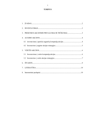 VERTĖS IR AUGIMO AKCIJOS. Paveikslėlis 2