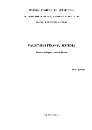 VALSTYBĖS FINANSŲ SISTEMA