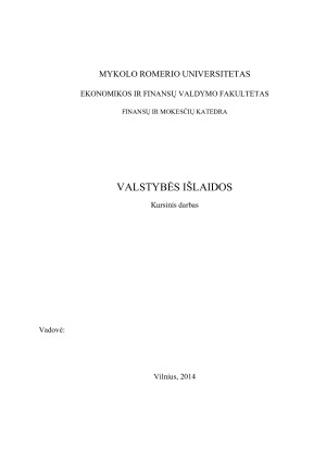 VALSTYBĖS IŠLAIDOS