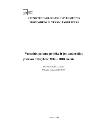 Valstybės pajamų politika ir jos tendencijos įvairiose valstybėse