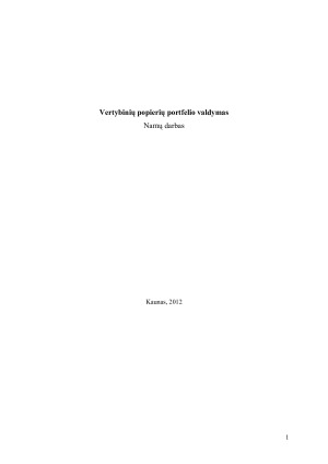 Vertybinių popierių portfelio valdymas