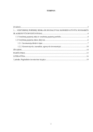 VERTYBINIŲ POPIERIŲ RINKA IR JOS DALYVIAI KONSERVATYVŪS, NUOSAIKŪS, AGRESYVŪS INVESTUOTOJAI. Paveikslėlis 2