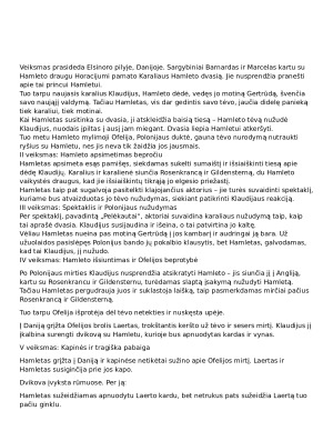 V. Šekspyras Hamletas aprašymas