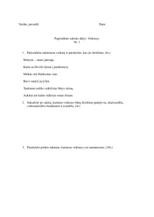 Veiksnys. Užduotys