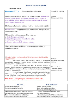 Kultūros/literatūros epochos