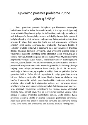 Gyvenimo prasmės problema Altorių Šešėly