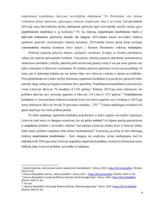  Nepartiniai kandidatai ir jų įtaka savivaldos rinkėjų elgsenai 2011 - 2019 . Paveikslėlis 8