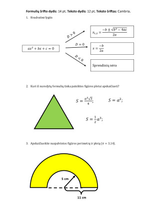 Formulės. 8 kl užduotys