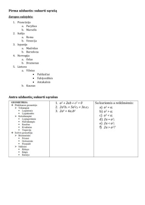 Sąrašai. Užduotys