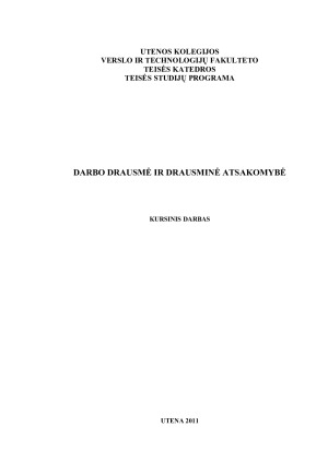 DARBO DRAUSMĖ IR DRAUSMINĖ ATSAKOMYBĖ