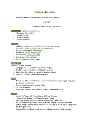 K. Donelaitis Metai. Analizė