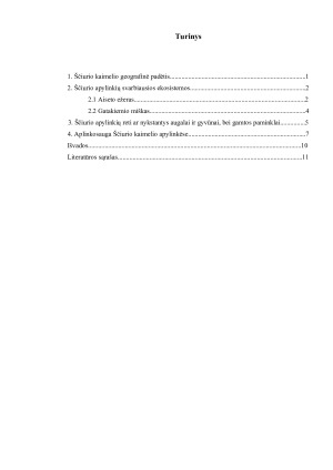 Ščiurio kaimelio gamtinė aplinka ir jos apsaugos ypatumai