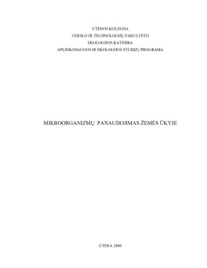 MIKROORGANIZMŲ PANAUDOJIMAS ŽEMĖS ŪKYJE