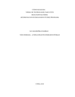VĖJO ENERGIJA - ATSINAUJINANTIS ENERGIJOS IŠTEKLIS