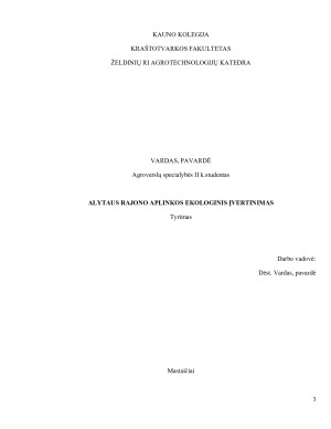 ALYTAUS RAJONO APLINKOS EKOLOGINIS ĮVERTINIMAS