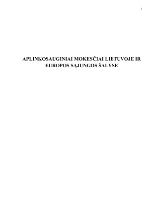 APLINKOSAUGINIAI MOKESČIAI LIETUVOJE IR EUROPOS SĄJUNGOS ŠALYSE