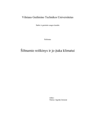 Šiltnamio reiškinys ir jo įtaka klimatui