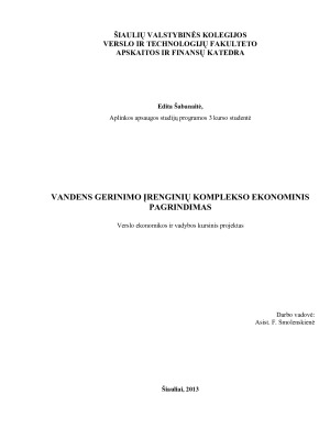 VANDENS GERINIMO ĮRENGINIŲ KOMPLEKSO EKONOMINIS PAGRINDIMAS