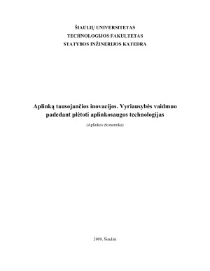 Aplinką tausojančios inovacijos. Vyriausybės vaidmuo padedant plėtoti aplinkosaugos technologijas